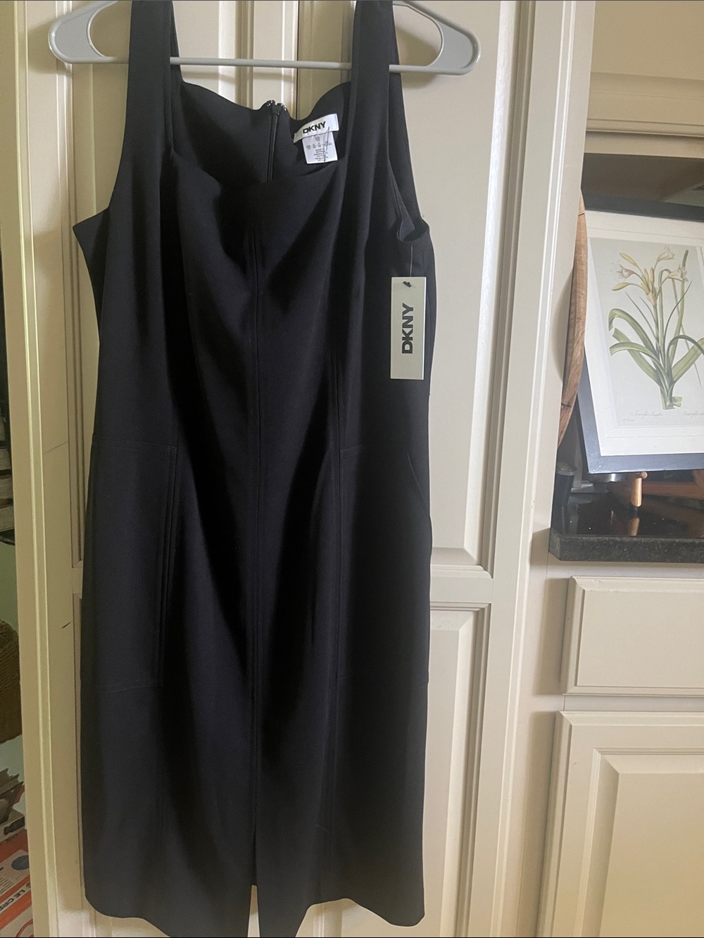 DKNY Black Sleeveless Midi Sheath Dress